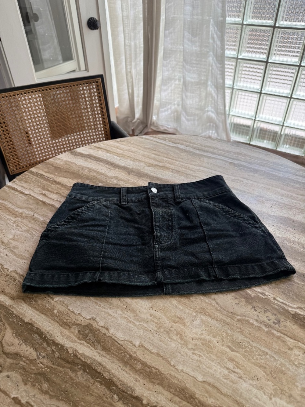 HELSA black denim mini skirt
